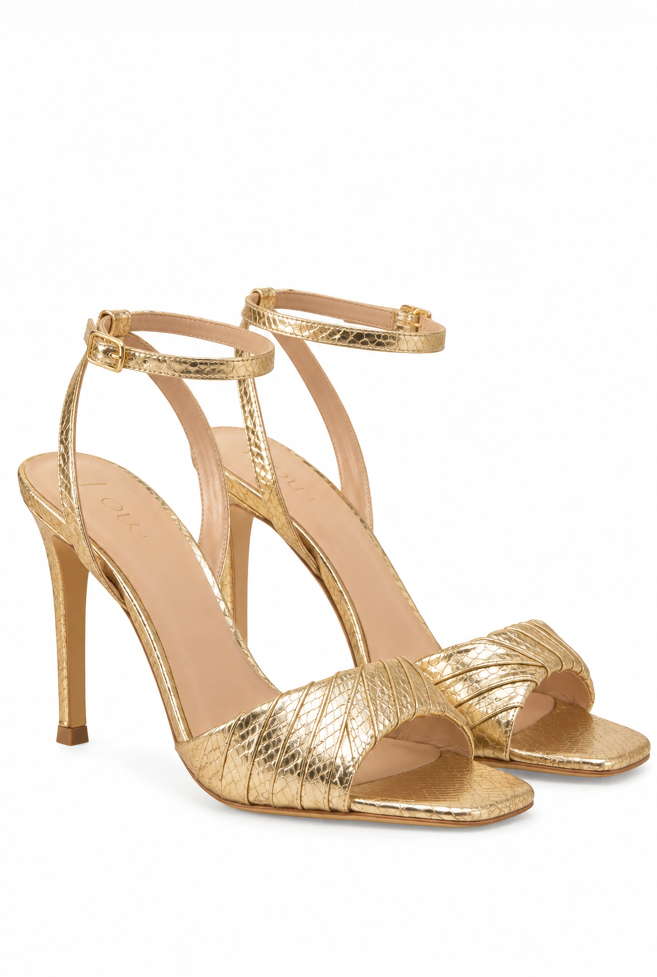 Dazzle – sandali dorati con tacco a spillo sottile